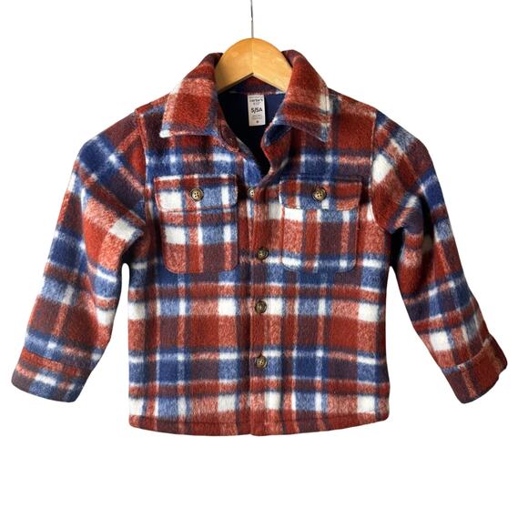 Carters Flannel Jacket Boys Sz 5 Thick Warm Plaid Western Outdoors Fall Casual - Picture 1 of 10